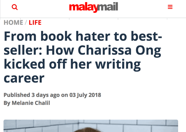 Malay Mail From book hater to bestseller How Charissa Ong kicked off